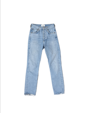 Agolde Riley Crop Jeans Size 22 High Rise Straight Light Wash